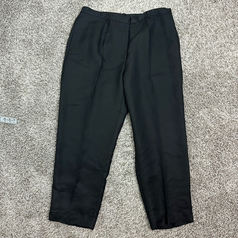 Emma James Women Pant Size 20W Black Twill Linen Blend Wide Leg Trouser New